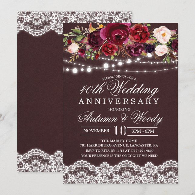 Toute année - Invitation d'anniversaire de mariage (Devant / Derrière)