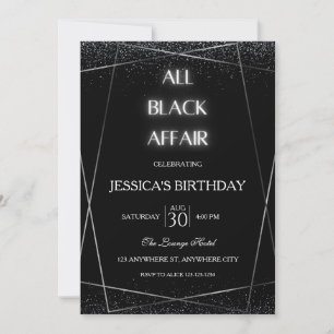 Toute Black Affair Anniversaire Fête Invitation