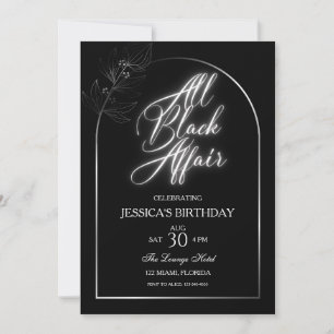 Toute Black Affair Anniversaire Fête Invitation