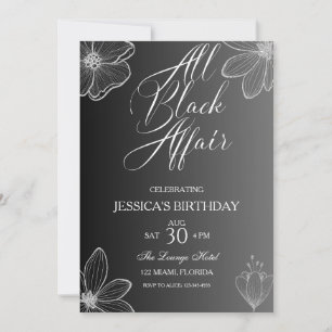 Toute Black Affair Anniversaire Fête Invitation