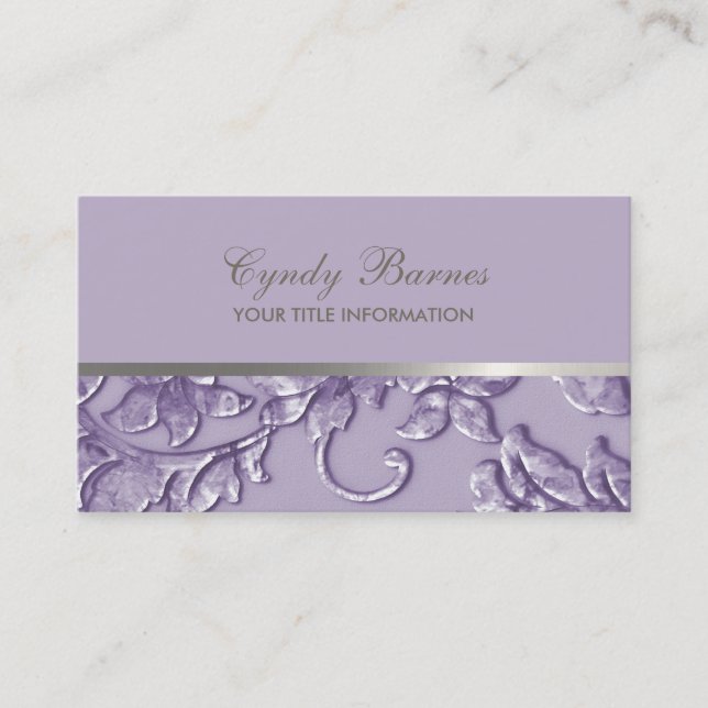 Toute couleur avec Carte de visite Lilac Damask (Devant)