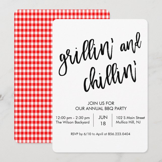 TOUTE COULEUR - Invitation BBQ Griller et se déten (Devant / Derrière)