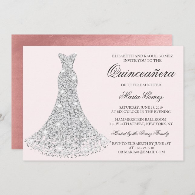 TOUTE COULEUR - Quinceanera Invitation d'anniversa (Devant / Derrière)