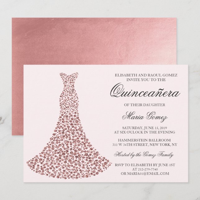 TOUTE COULEUR - Quinceanera Invitation d'anniversa (Devant / Derrière)
