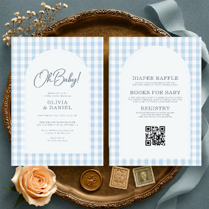 Toute en une carte Baby Shower Bleu Oh Bébé pour c