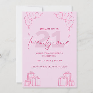 Toute Invitation d'anniversaire rose