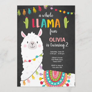 Toute la llama amusant invitation anniversaire Alp