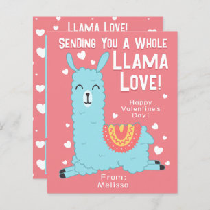 Toute la Llama Love Classroom Valentine's Day Card