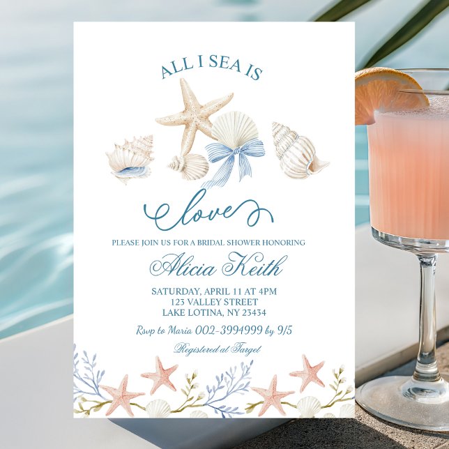 Toute la mer est amour invitation pour une fête de (Créateur téléchargé)