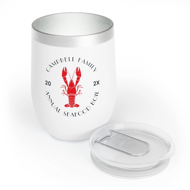 Toute occasion Famille Réunion Homard Bouille Pers (Any Occasion Family Reunion Lobster Boil Custom Thermal Wine Tumbler)