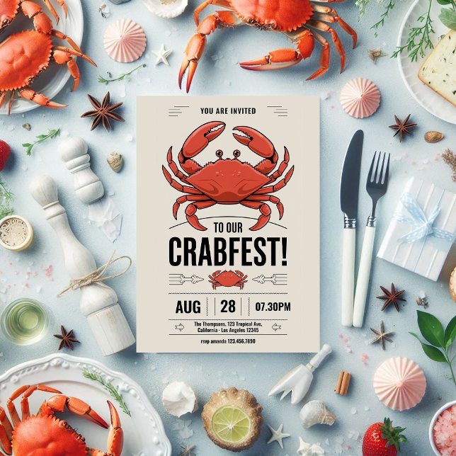 Toute occasion Fête du crabe Invitation (Any occasion Crab Fest Party Invitation)