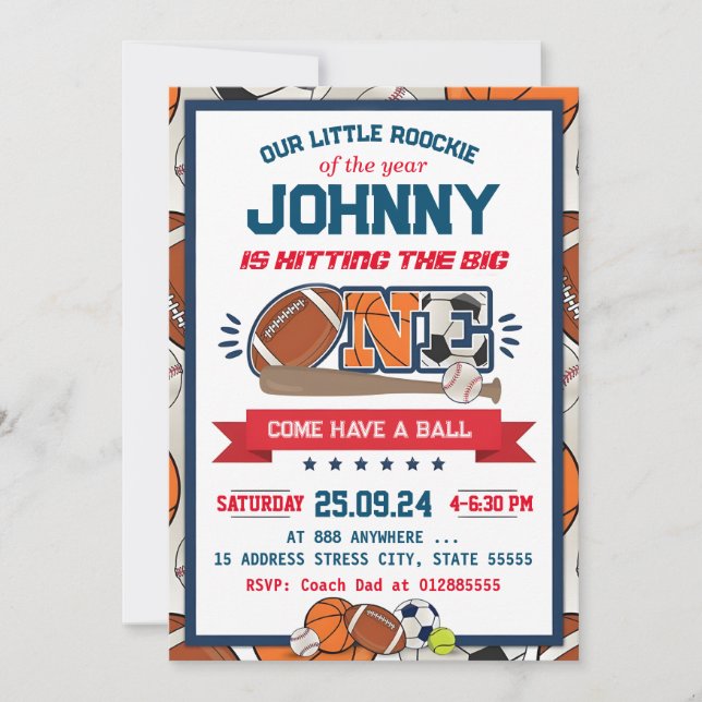 Toute Star Sport Invitation d'anniversaire (Devant)