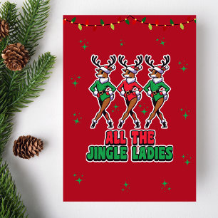 Toutes les dames de Jingle   Carte de Noël Funny R