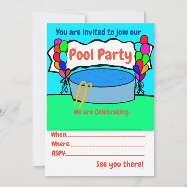 Toutes les invitations à la fête du pool d'événeme (Devant)