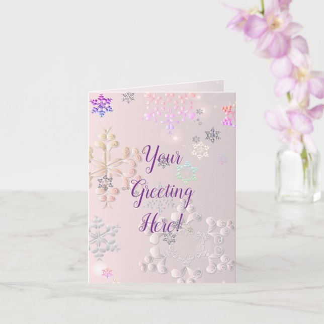 Toutes les occasions Carte de flocon de neige rose (Orchidée)