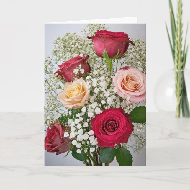 Toutes Occasions Roses, carte de vœux pliée 5" x 7 (Devant)