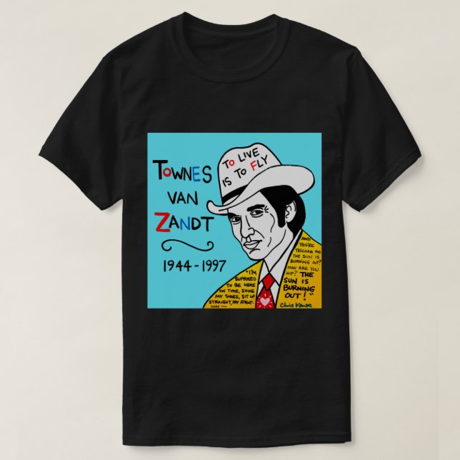 Townes van Zandt Pop Folk Art Classic T-Shirt (Design devant)