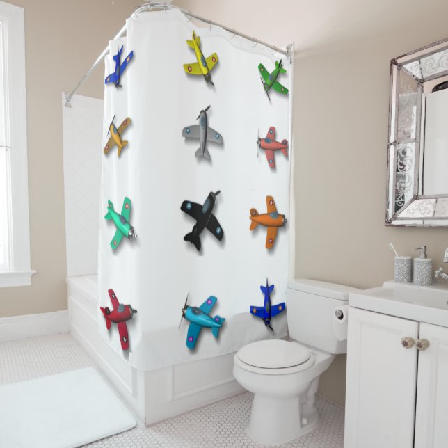 Toy Avions Douche Rideau (En situation)
