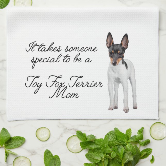 Toy Fox Terrier Maman Serviette de cuisine (Plié)