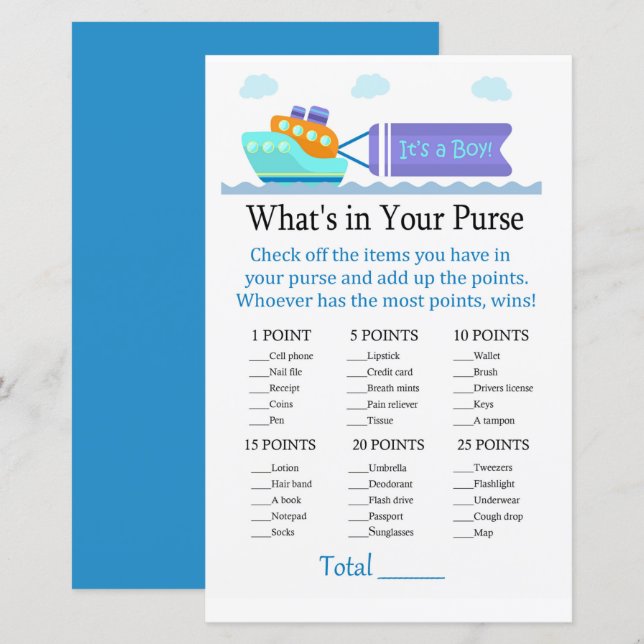 Toy Ship Ce qu'il y a dans votre sac à main (Devant / Derrière)