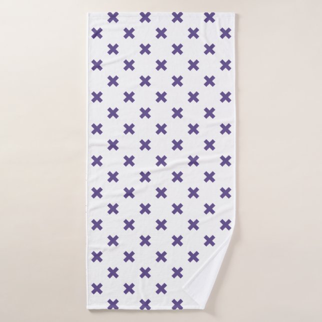 Traces croisées ultra violettes sur blanc (Serviette de bain)
