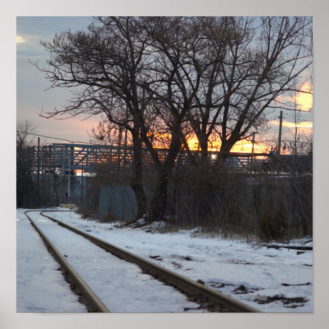 Traces de train avec affiche de neige (Devant)