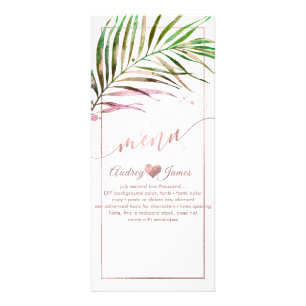 Traces Palm PixDezines Faux Rose Gold Menu