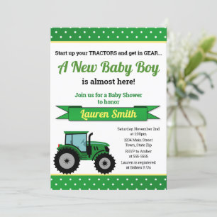 Tracteur Baby shower Invitation Tracteur Garçon
