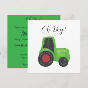 Tracteur bébé garçon douche Invitation