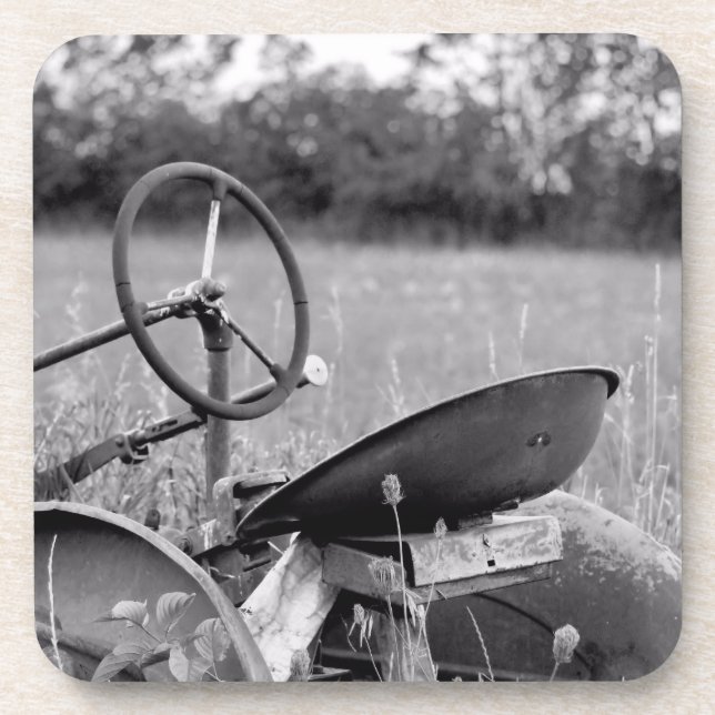 Tracteur dans les Dessous de verre à herbe longue (Devant)