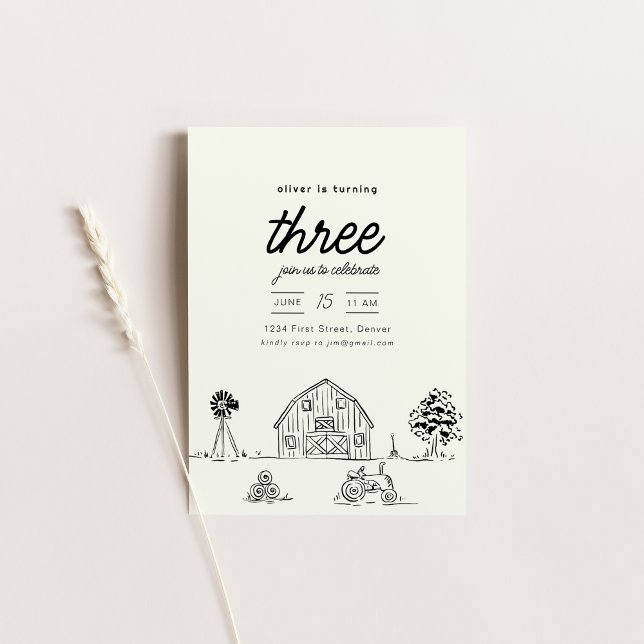 Tracteur de ranch agricole Invitation de fête d'an (Créateur téléchargé)