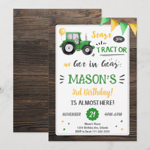 Tracteur en bois Invitation d'anniversaire