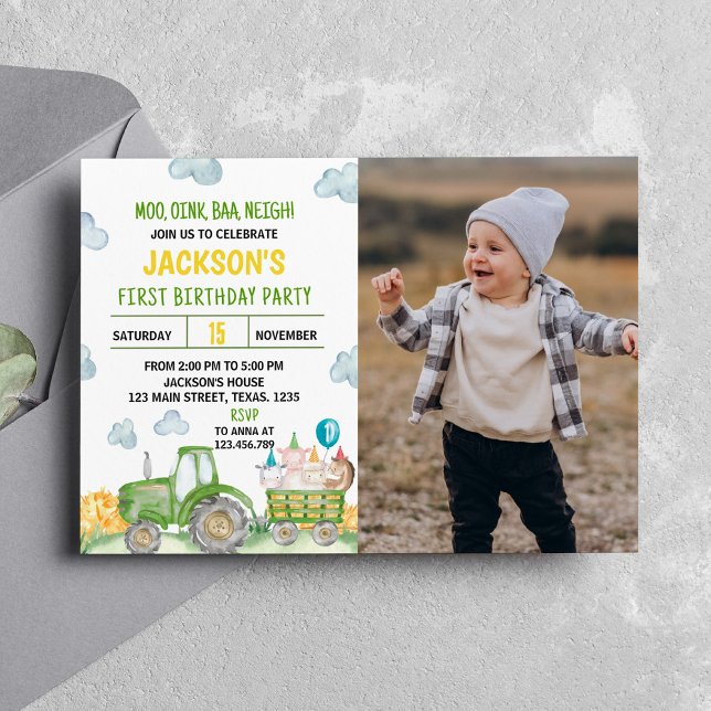 Tracteur Farm Animal Anniversaire Fête Invitation (Créateur téléchargé)