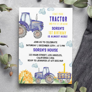 Tracteur Farm Anniversaire Fête Invitation