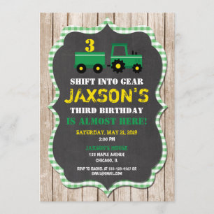 Tracteur ferme invitation garçon d'anniversaire