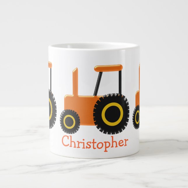 Tracteur géant à café Mug Orange (Devant)
