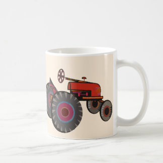 Tracteur rouge sur une tasse
