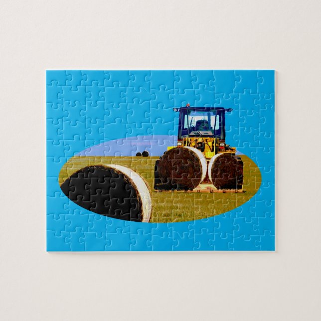 Tracteur transportant du foin, Puzzle (Horizontal)