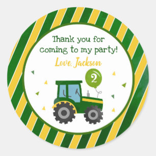 Tracteur vert Anniversaire Fête Favoriser Stickers