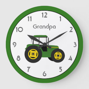 Tracteur vert Personnalisé Grande Horloge