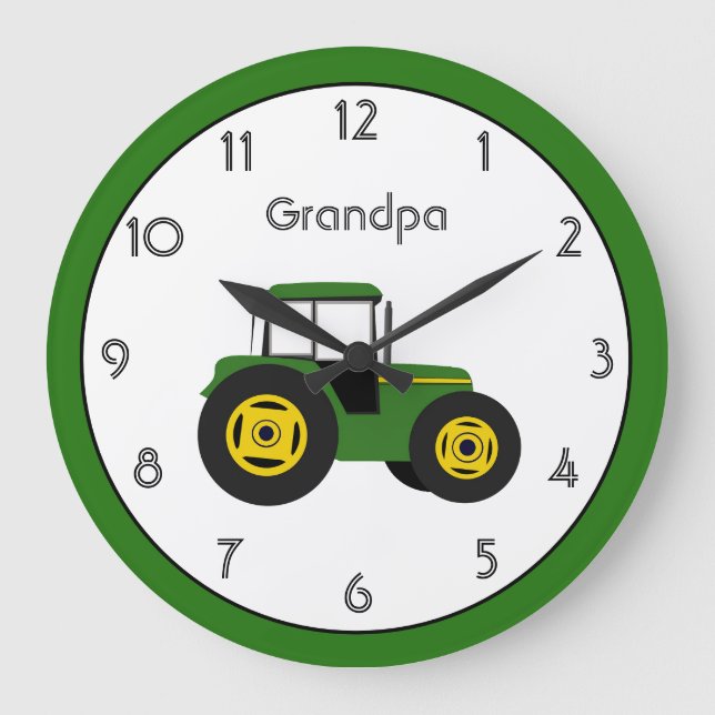 Tracteur vert Personnalisé Grande Horloge (Recto)