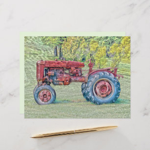 Tracteur vintage Old Red Rustic Farm