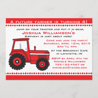 Tractor Boy / Girl Anniversaire Fête Invitation