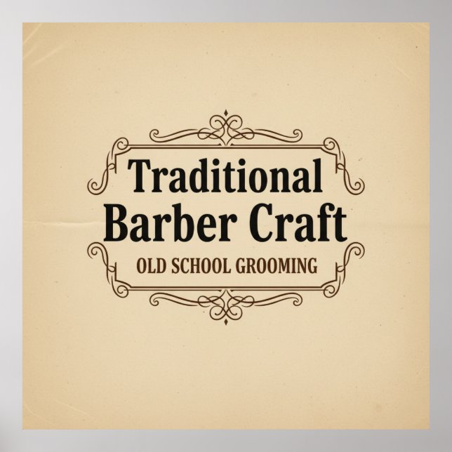 Traditional Barber Craft Vintage Typography Poster (Devant)
