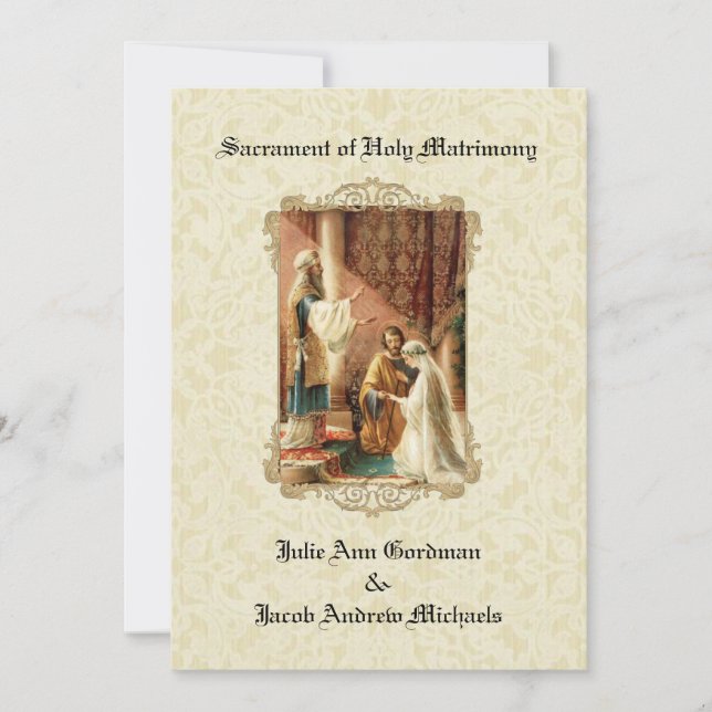 Traditional Catholic Wedding Gold Invitation (Devant)