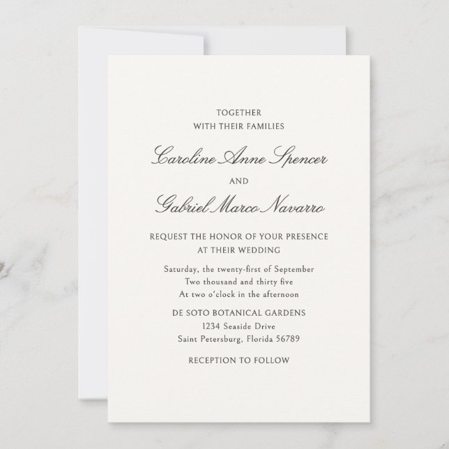 Traditional Classic Simplistic Wedding Invitation (Devant)