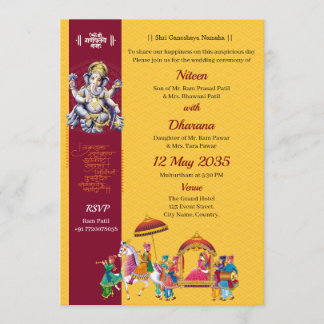 Traditional Ganesha Indian Wedding Invitation