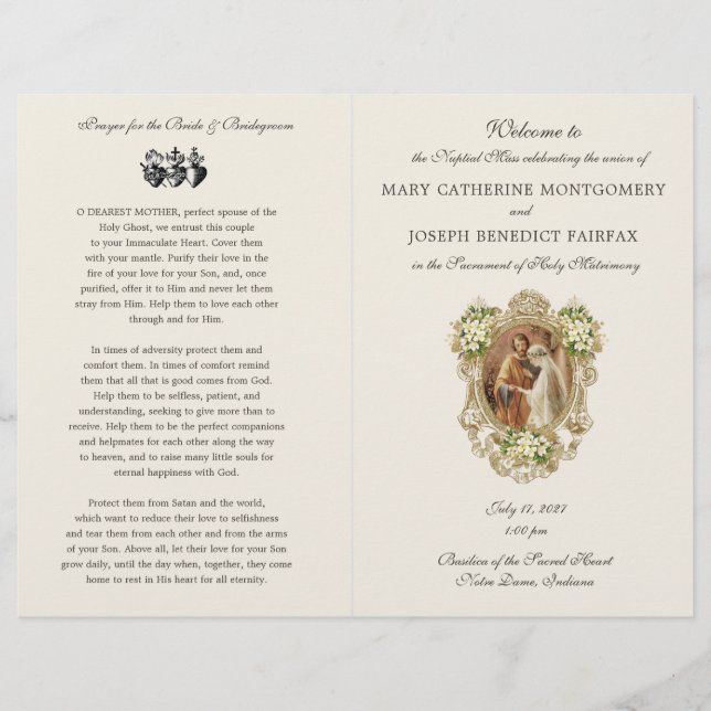 Traditional Latin Mass Wedding Program  (Devant)