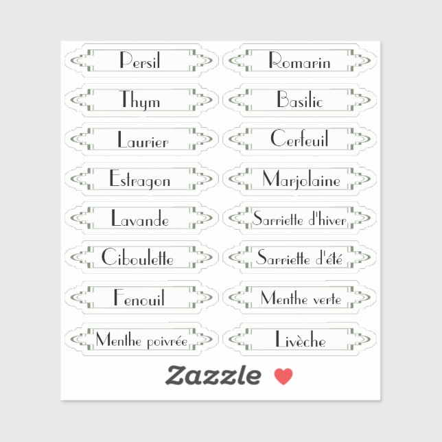 Traditionelle Jardin Français herbes étiquettes (Feuille)
