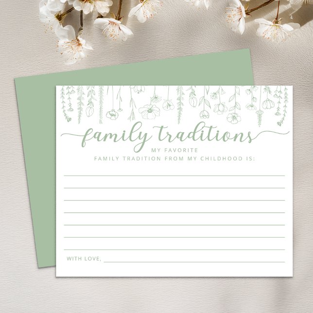 Traditions de famille de fleurs sauvages Jeu de Ba (Sage Green Baby Shower Activity)